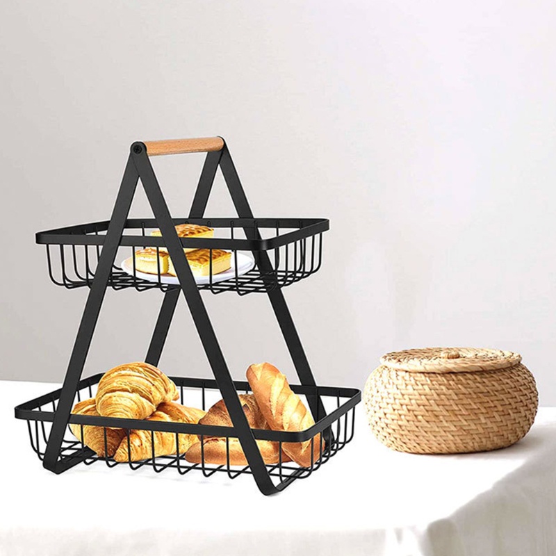 Aoto Rổ Kim Loại 2 Tầng Đựng Trái Cây / Mỹ Phẩm / Rau Củ Quả Tiện Lợi Cho Nhà Bếp