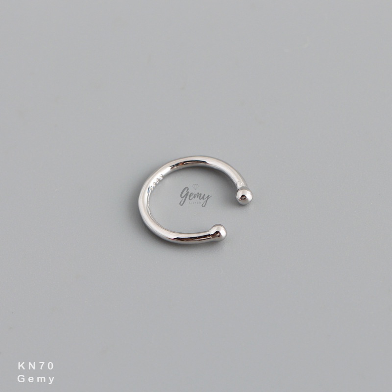Khuyên tai nam không cần bấm lỗ bạc nữ kẹp vành unisex trơn đơn giản (1 chiếc) | GEMY SILVER KN70