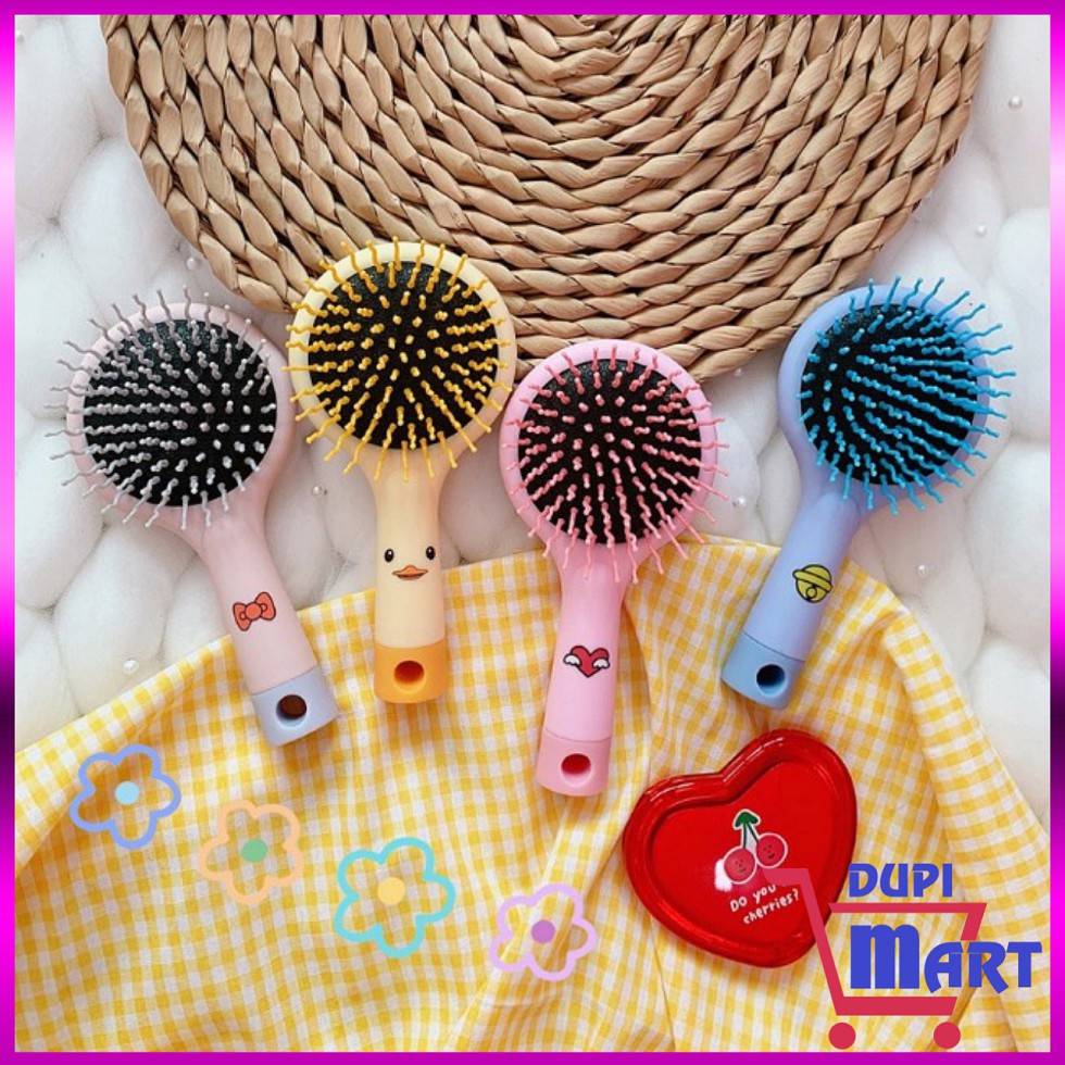 [2 IN 1]Lược Chải Tóc Rối Rainbow Massage Có Gương Nhiều Màu Sắc Xinh Xắn Ngỗ Nghĩnh