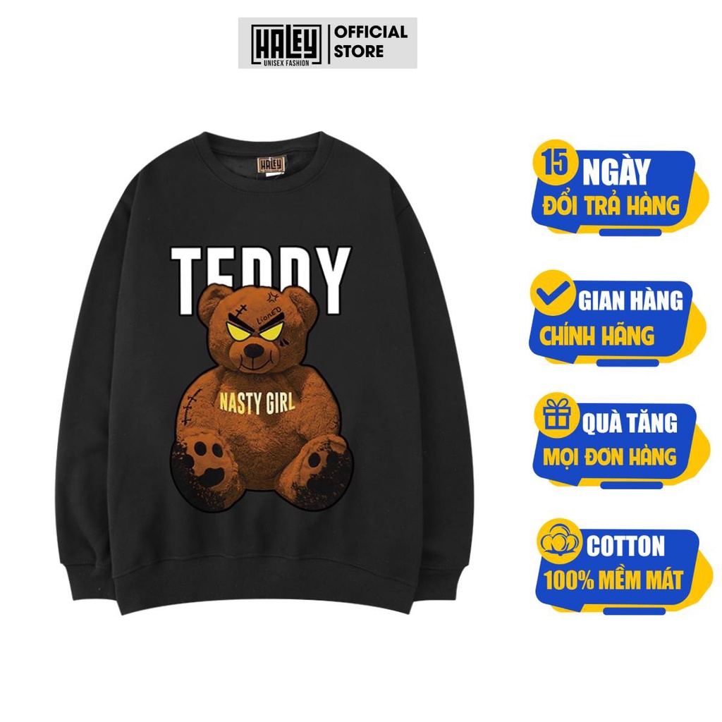Áo Sweater HALEY mã HD52 GẤU TEDDY Nam Nữ Unisex dày dặn ấm áp Phong Cách Hàn Quốc Cá Tính