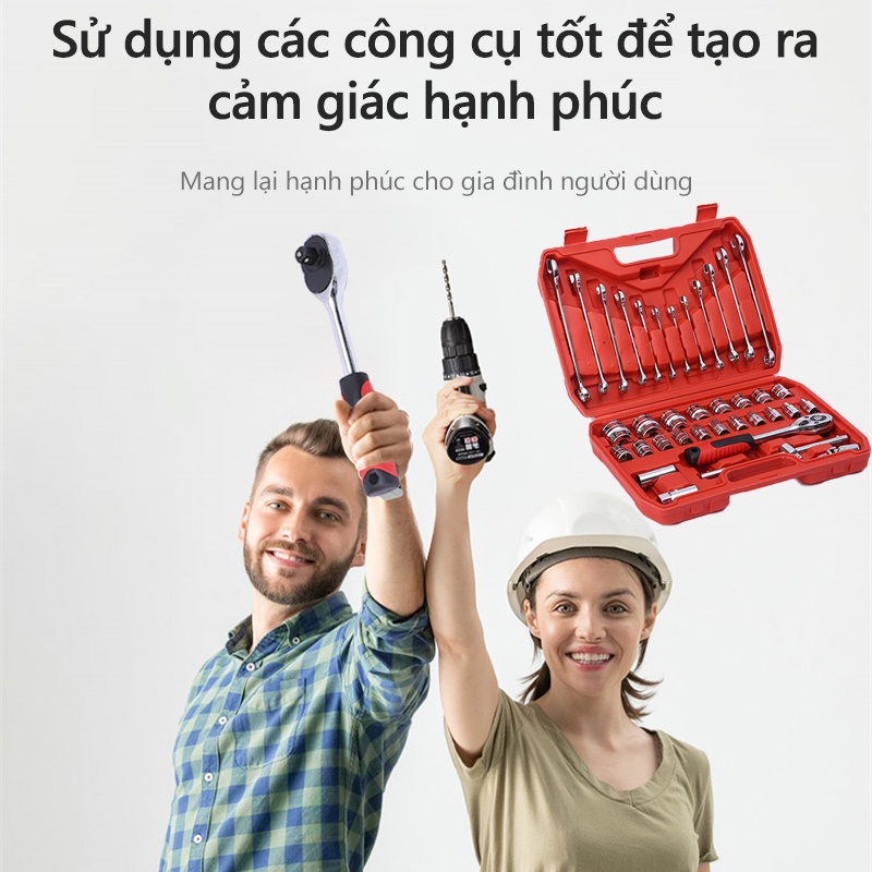 [Mã 55LIFESALE giảm 10% đơn 99K] Bộ dụng cụ sửa chữa 37 món chuyên dụng chi tiết 1/2 inch - xe máy ô tô đa năng