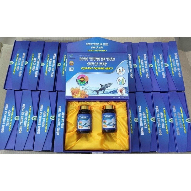 Viên uống Đông trùng hạ thảo sụn cá mập Canxi nano MK7 - Hộp 2 lọ x 30 viên