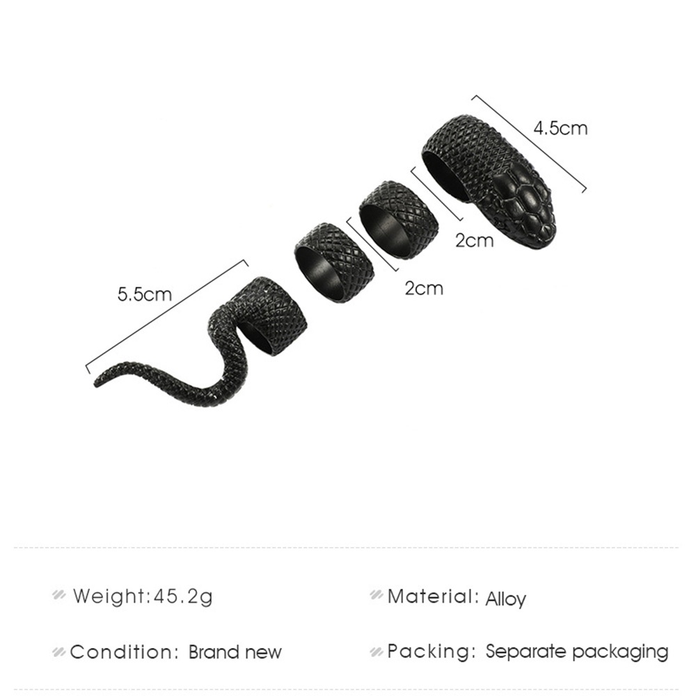 Set 4 Nhẫn Đeo Tay Kim Loại Hình Rắn Vintage Cho Nữ