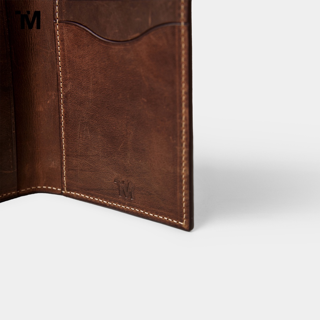 Ví Đựng Thẻ TARMOR Da Bò Thật Màu Nâu Card Holder In Waxed Brown Leather