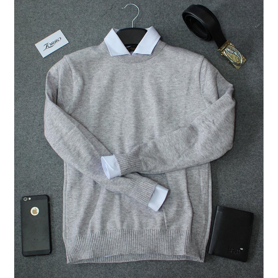 Áo len nam cổ tròn màu rêu chất liệu len dệt cao cấp dáng slim phù hợp với nhiều lứa tuổi | BigBuy360 - bigbuy360.vn