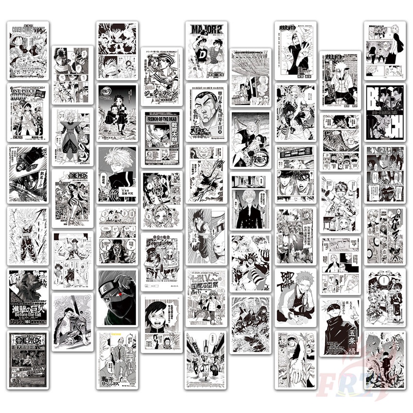 100Pcs/Set ❉ Shōnen Manga Series B Classical Black &amp; White Mixed Magazine Mini Poster Stickers ❉ Classical Anime Cartoon DIY Fashion Mixed Waterproof Doodle Decals Stickers