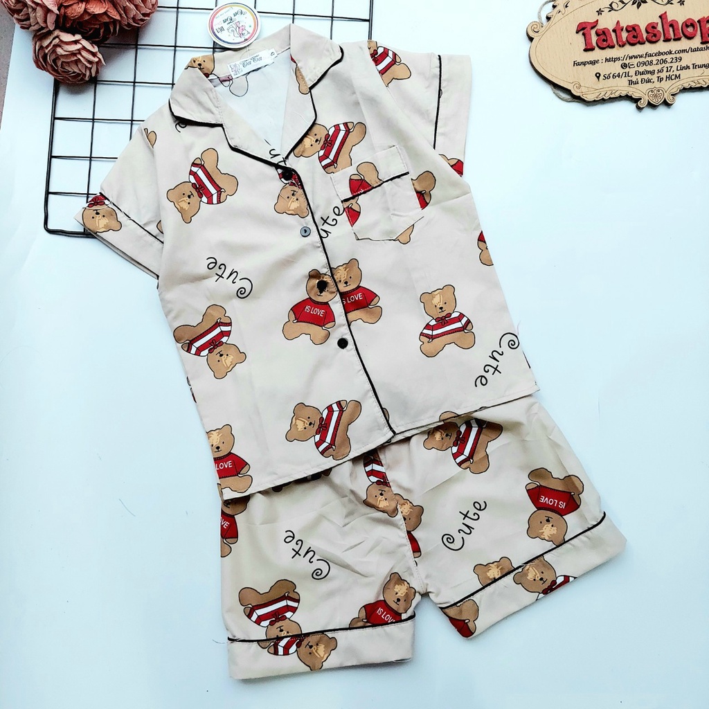 11-45kg Bộ pijama đùi tay ngắn bé trai bé gái vải kate thái cao cấp 030