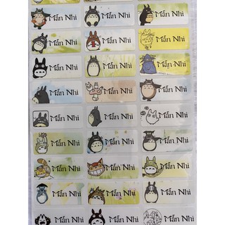 Sticker Cute Dán Tên Riêng - Totoro dễ thương (36 tem 3.0x1.3cm)