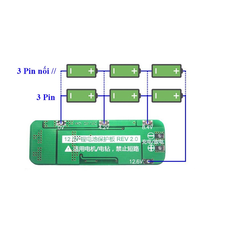 Mạch 3s 12.6v bảo vệ pin 18650 dòng xả 20A tự cân bằng tự phục hồi