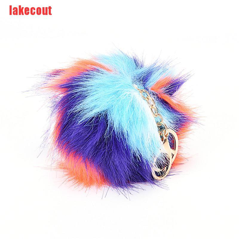 {lakecout}Rabbit Fur Fluffy Pompom Ball Handbag Car Pendant Charm Key Chain Keyrings YJB