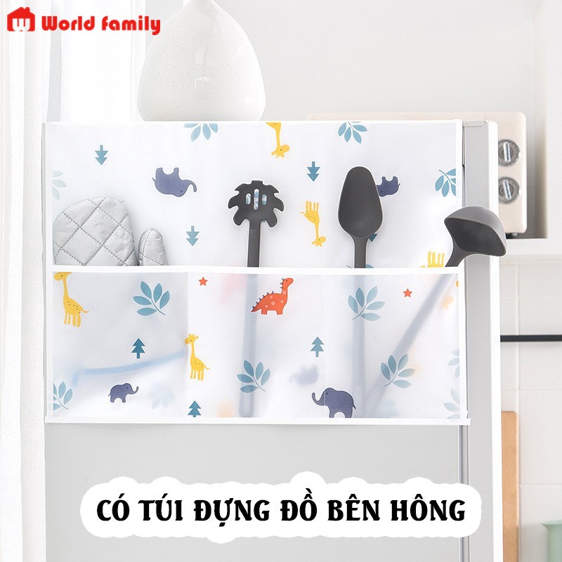 Khăn phủ tủ lạnh máy giặt chống bụi có túi đựng đồ dày dặn