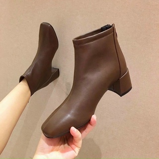 Boot da cổ thấp da thật 5p khoá sau fullbox