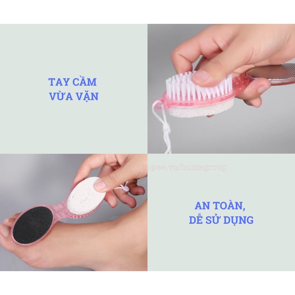 Bàn Chải Tẩy Tế Bào Chết - Chà Gót Chân 4in1 Tiện Dụng – Dụng Cụ Chà Gót Chân - Bầu Dục HM269