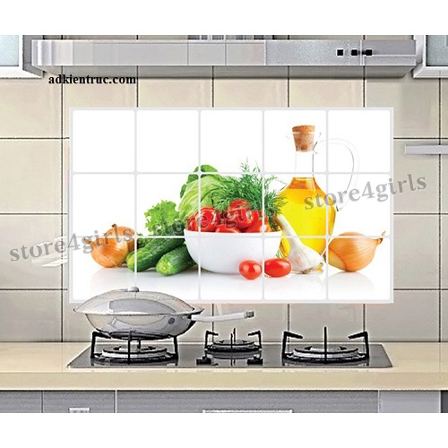 Miếng Dán Tường Nhà Bếp, Giấy dán tường, Decal dán tường chịu nhiệt cao, chống bắn dầu mỡ, trang trí căn bếp hiện đại