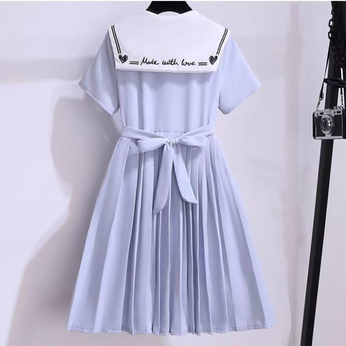 Mới Đầm Tay Ngắn Phong Cách Preppy Thời Trang 2022 Cho Bé Gái