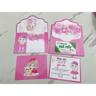 💛[RẺ NHÂT SHOPEE]Thiệp Thôi Nôi BÉ GÁI HỒNG