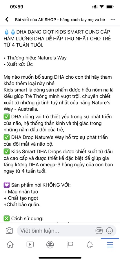 Dha Drops kids smart hàng Úc 20ml