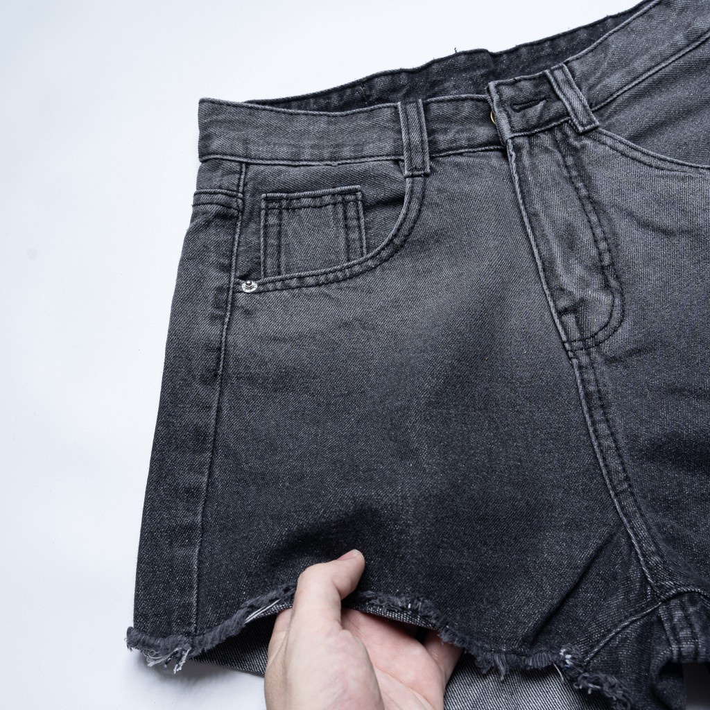 (Hình thật shop chụp kèm video)QUẦN JEANS ĐÙI NỮ LOANG NHẸ FROM CHỮ A MÀU ĐEN LƯNG CAO