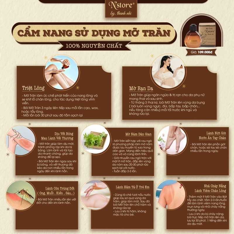 Mỡ Trăn Nguyên Chất Nstore Triệt Lông Tay Chân Nách Mờ Rạn Da