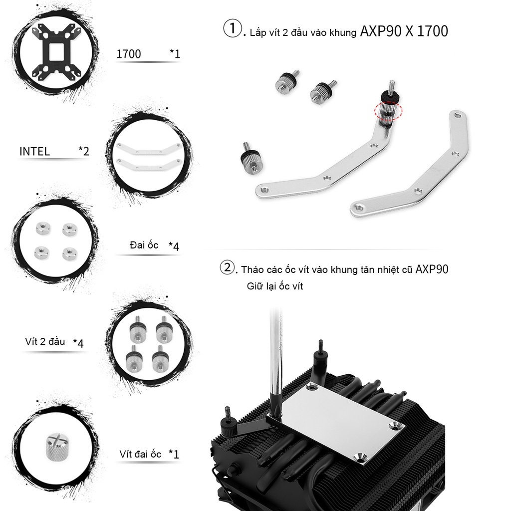 Bộ kit ngàm ThermalRight LGA1700 -AXP90 X cho tản khí trên CPU Intel 12th Socket 1700 - Chính hãng, Mounting Kit