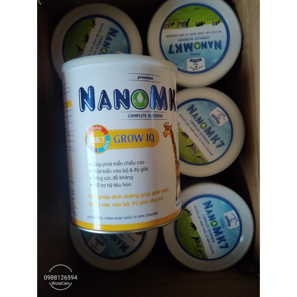 Sữa NanoMK7 GrowIQ 900g cho bé 1-15 tuôi Phát triển chiều cao và trí não.
