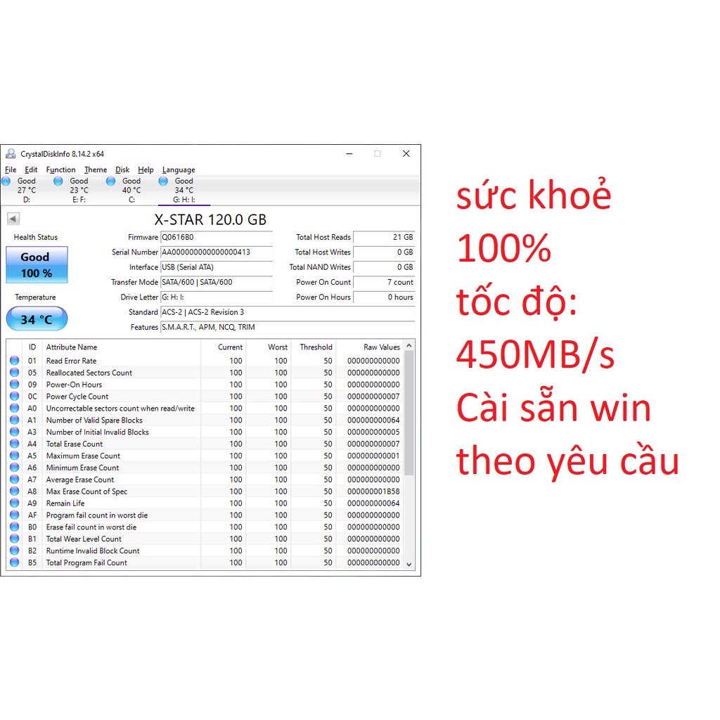 Ổ Cứng SSD 120GB  siêu rẻ cài sẵn WIN theo yêu cầu