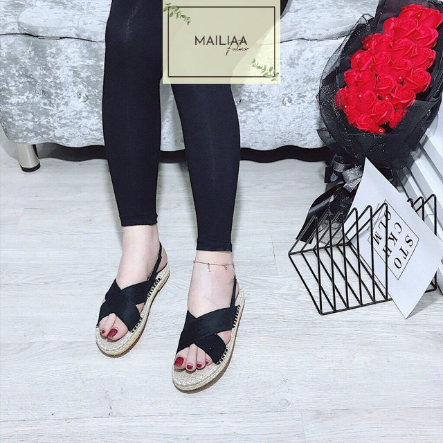 Sandal đế cói MAILIAA quai chéo