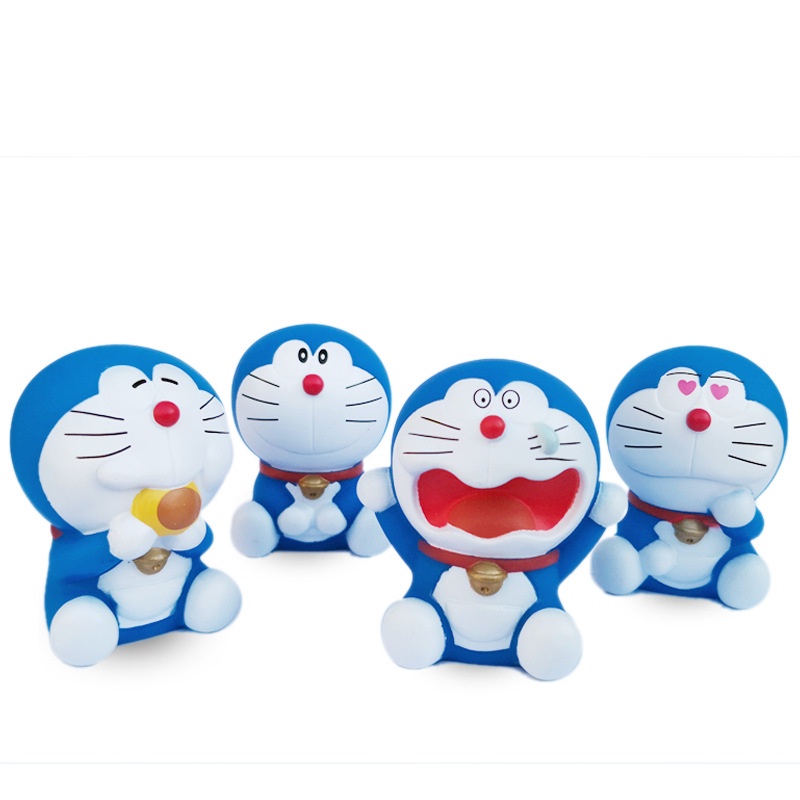 Set 4 mô hình Doraemon dễ thương trang trí nhà cửa, bàn làm việc, bàn học, tủ sách, taplo ô tô, quà tặng