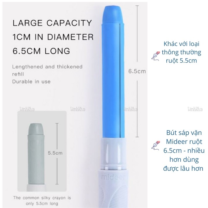 Bút Sáp Vặn Cỡ Lớn Cho Bé Tập Vẽ Hộp 12 Màu - Mideer Silky Crayon 12 colours