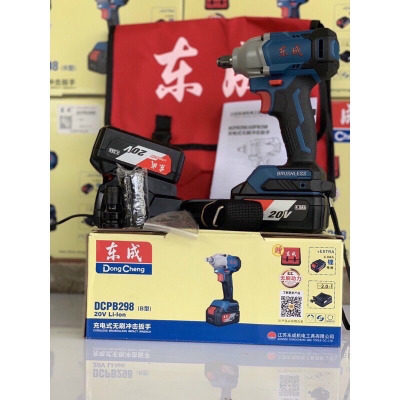 Máy siết bu lông DONGCHENG- 298 -20V CHính hãng  hàng không chổi than tặng đầu chuyển vít