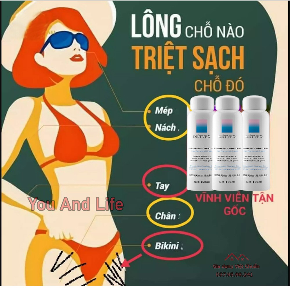 Tẩy lông vùng kín lông chân nam nữ, lông nách dạng chai xịt bọt dung tích 150ml lành tính không gây đau rát sk354