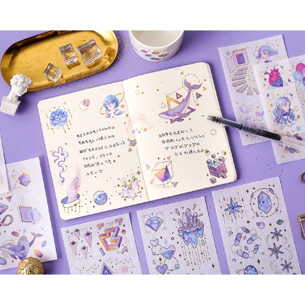 Set 3 Tấm Sticker Dán Trang Trí Hình Cô Gái Hoạt Hình Đáng Yêu