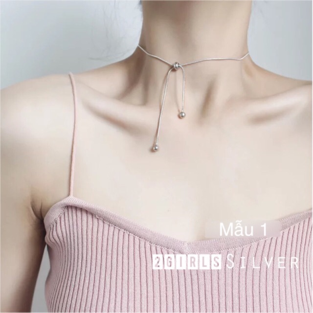 Dây chuyền choker bạc ý 925 style Hàn quốc kiểu mới lạ cực xinh NoBrandFemaleSilver