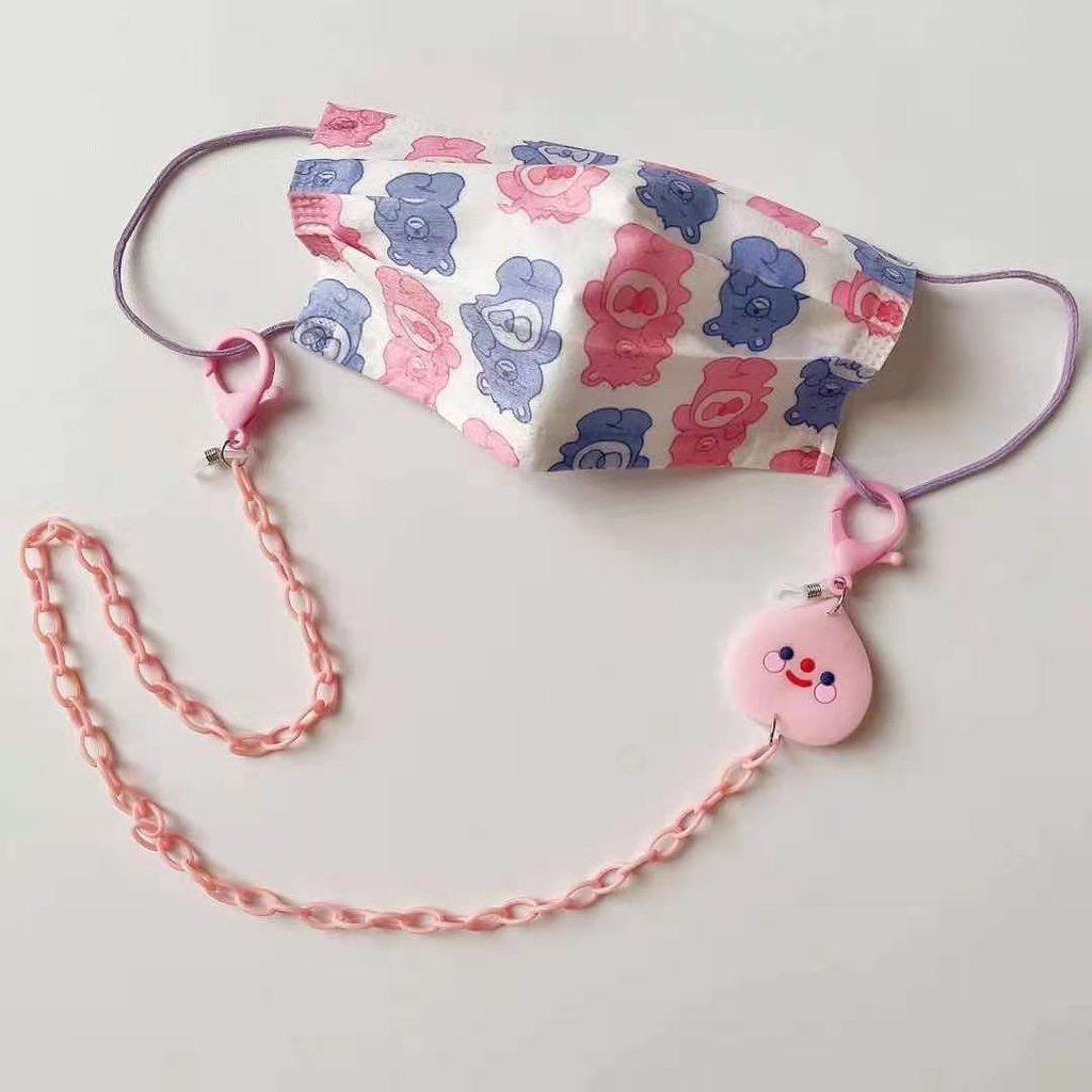 Dây Đeo Mặt Nạ acrylic Hình Quả Đào Hoạt Hình Màu Hồng