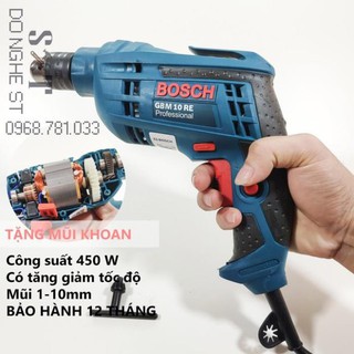 Máy khoan cầm tay lõi đồng GBM 10RE tặng mũi khoan - BH 12 tháng