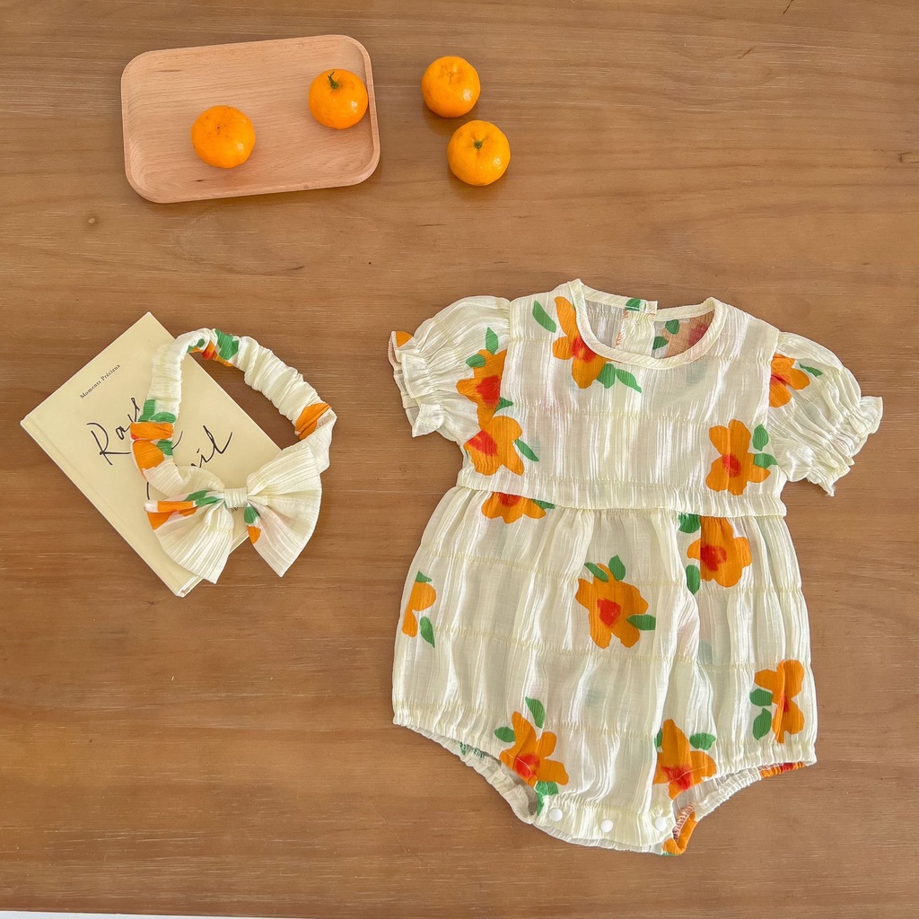 Áo Liền Quần Bằng Cotton Tay Ngắn Họa Tiết Hoa Phong Cách Phương Tây Thời Trang Mùa Hè 2023 Cho Bé Gái