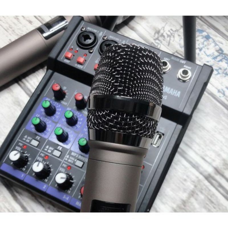 Bộ Mixer Yamaha G4 USB - Bộ trộn âm thanh Mixer Chuyên Karaoke, Livestream, Thu Âm Cao Cấp - Tặng Kèm 2 Micro Không Dây