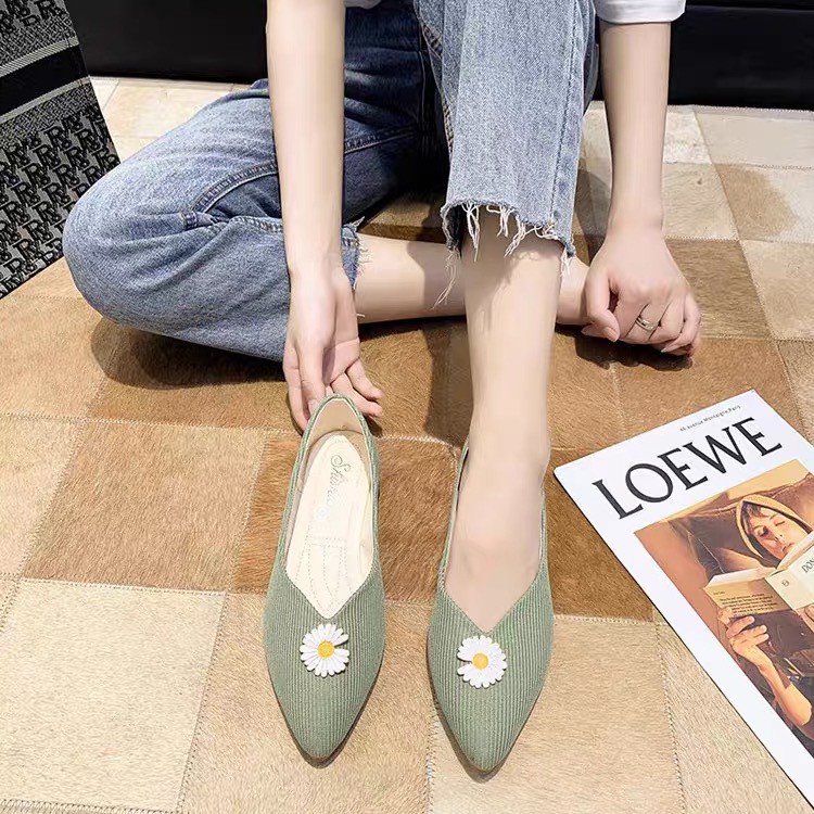 (S79) Giầy búp bê VÂN LEN TĂM tag hoa cúc (mã 2228) | BigBuy360 - bigbuy360.vn