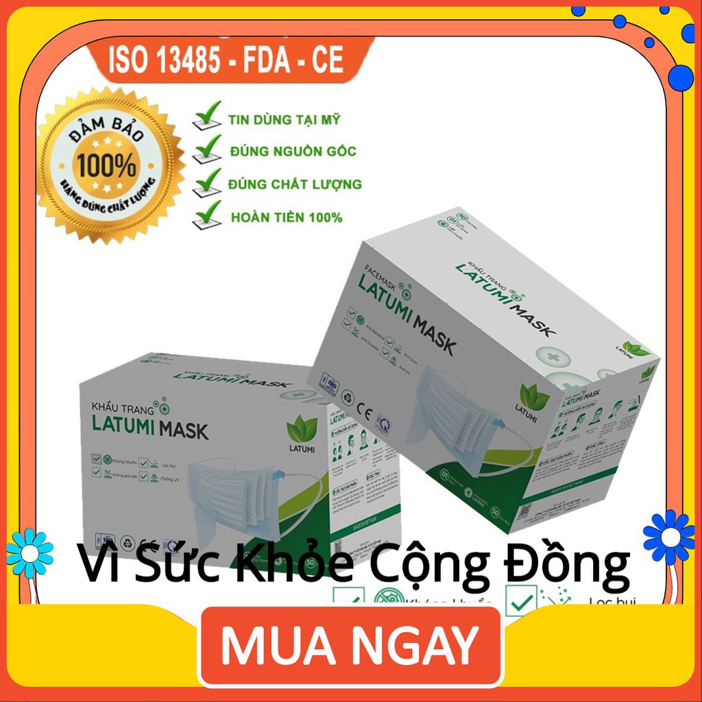 [SALE SỐC] Khẩu Trang Y Tế 4 Lớp Combo 2 Hộp LATUMI Kháng Khuẩn,Siêu Dày nino.shop06 | BigBuy360 - bigbuy360.vn