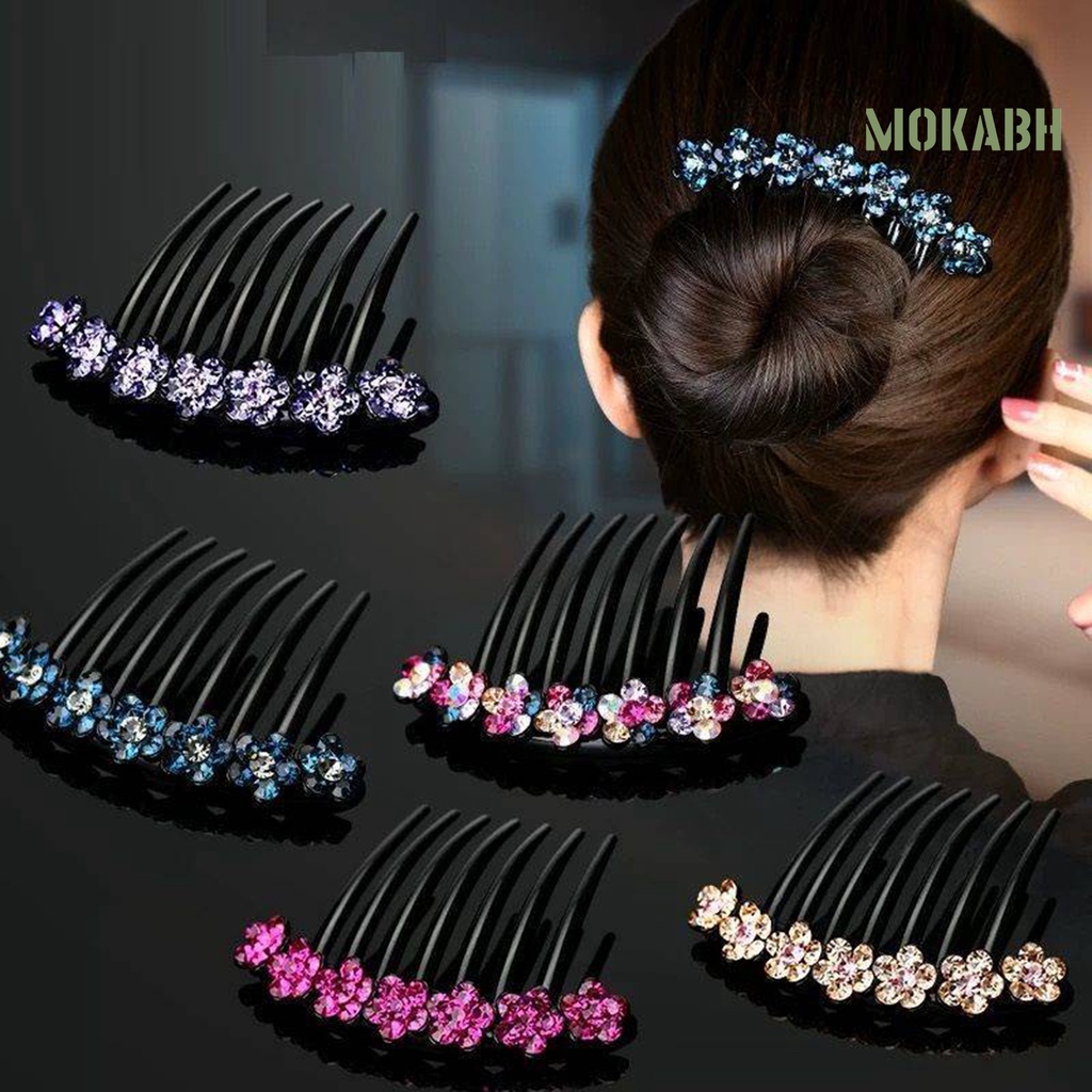 Lược Cài Tóc 7 Răng Đính Đá Chống Trượt Trang Trí Cô Dâu Ngày Cưới