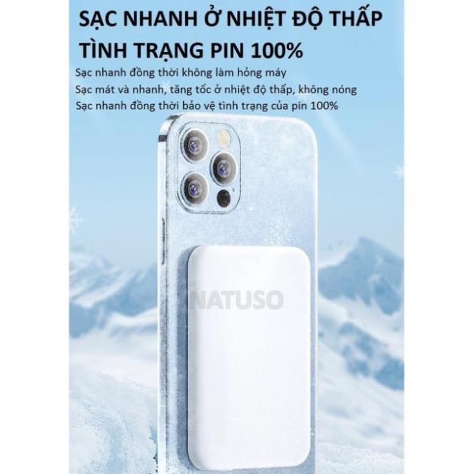 Sạc Dự Phòng Không Dây Từ Tính Sạc Nhanh Pin 5000mah Mini Nhỏ Gọn Cao Cấp Cho Điện Thoại