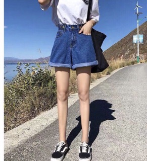 Quần Short cạp cao sắn gấu Ulzang