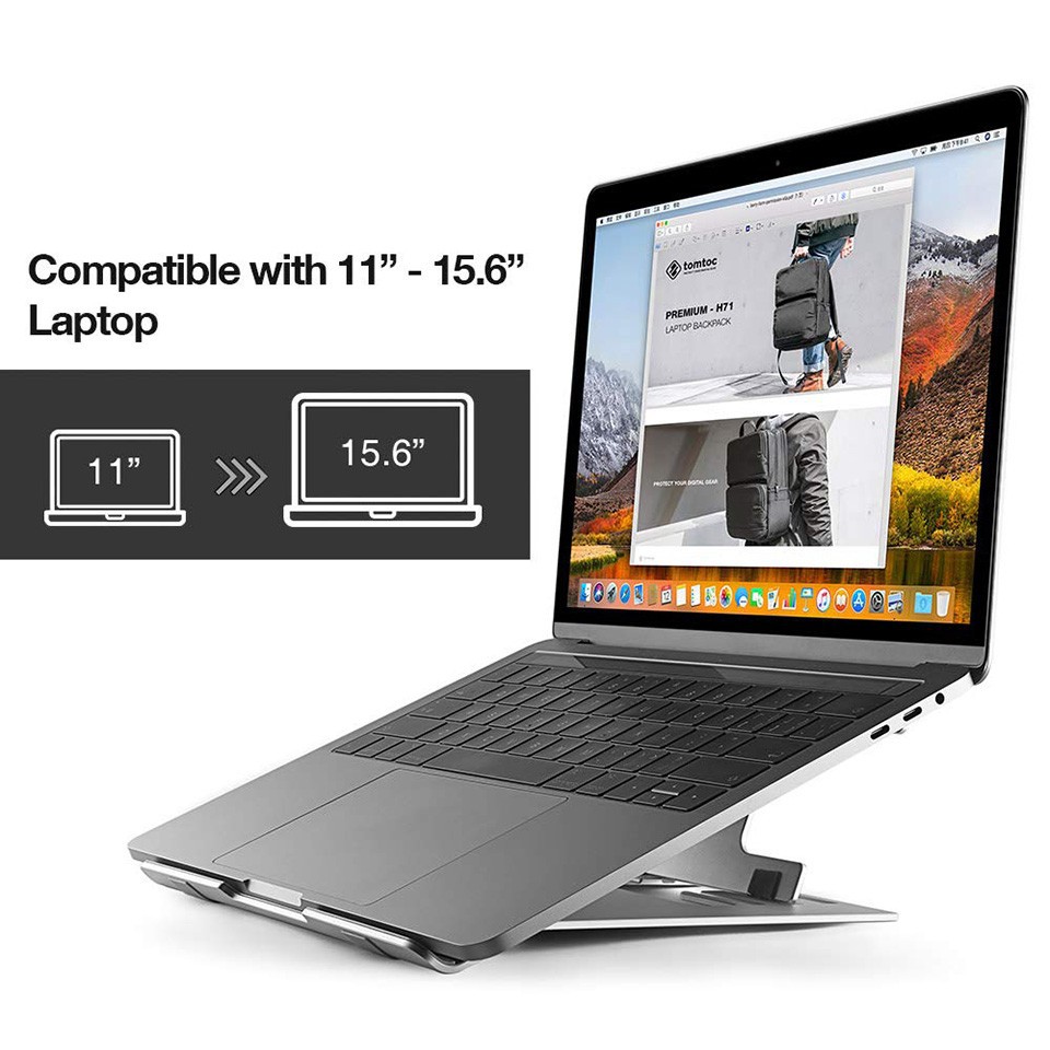 Đế tản nhiệt cơ động Tomtoc USA Alumium Foldable for iPad/Macbook/Laptop 11-15.6&quot; -  B4-002S - Phân phối chính hãng