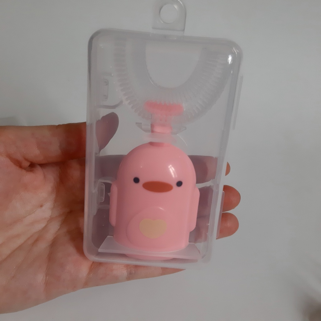 Bàn Chải Đánh Răng Chữ U Bằng Silicon Mềm Mại Cho Bé Từ 2 Đến 12 Tuổi Hình Vịt Dễ Thương BC03