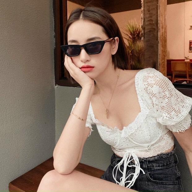 Mắt Kính Thời Trang Form Mắt Vuông xếch hot trend Phong Cách ULZZANG - Hata24h