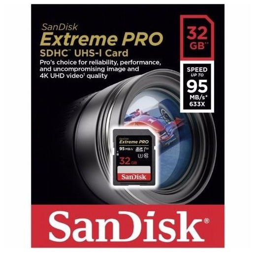 Thẻ nhớ SDHC SanDisk Extreme Pro 633x 32GB Class 10 UHS-I U3 95MB/s (Đen)