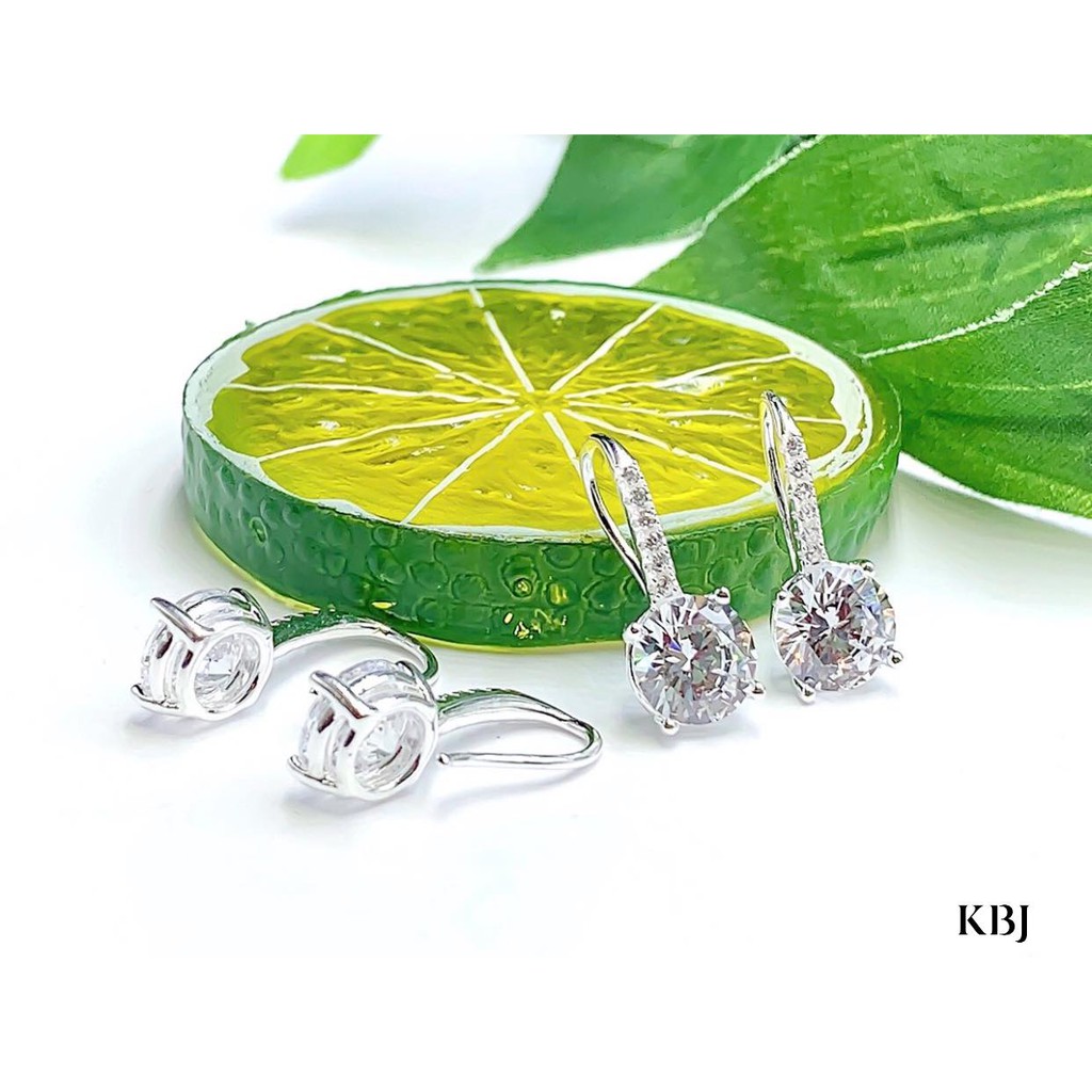 BÔNG TAI MÓC CÂU ĐÁ TRÒN BẠC TA