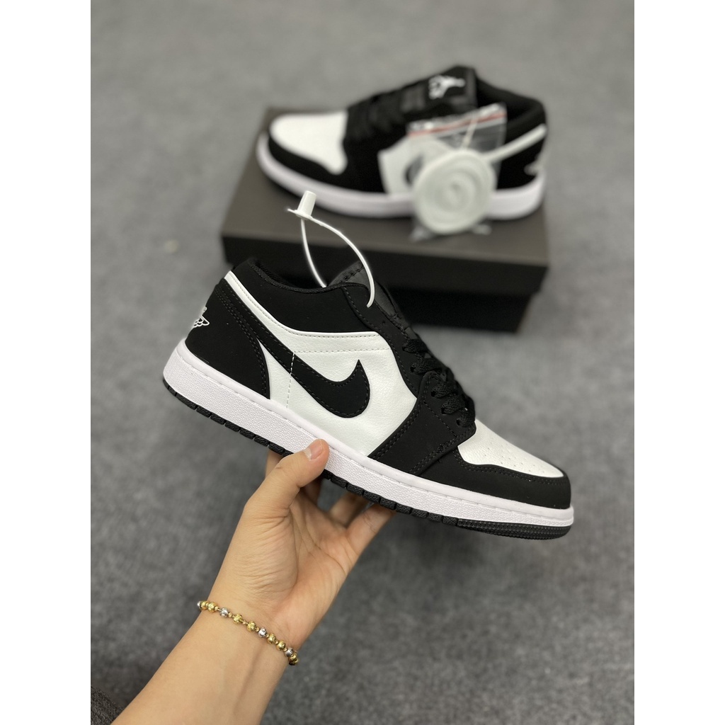 Giày thể thao Jordan panda JD 1 thấp cổ đen trắng, Giày air Jodan 1 high panda cổ thấp nam nữ
