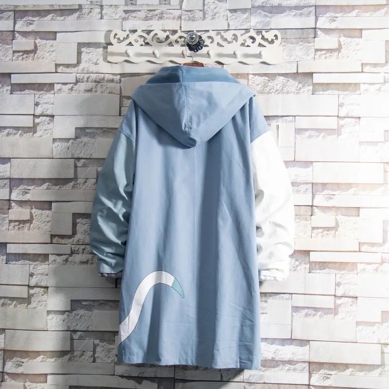 Áo Khoác Hoodie Dáng Rộng Dài Qua Gối In Hoạt Hình Mèo Kiểu Nhật Bản Thời Trang Xuân Thu Cho Nam