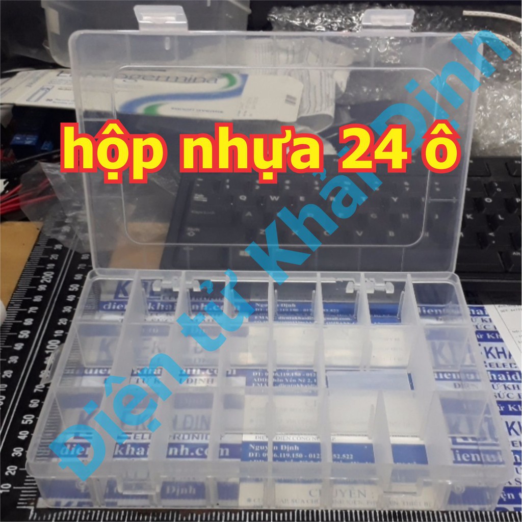 Hộp nhựa đựng linh kiện, ốc vít…24 ô, có thể thay đổi, 35x130x200mm kde5252
